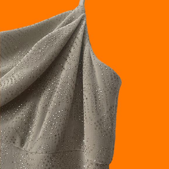 90's vintage slinky cowl neck glittery formal prom evening dress Size 8 - Picture 3 of 10